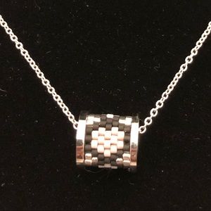 Japanese seed bead heart drum necklace